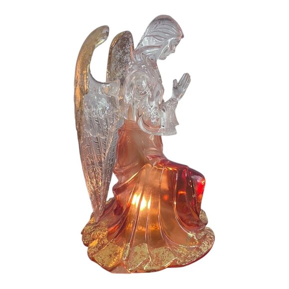 Lighted Christmas Angel Figure Sculpted Statue 12" X 8" Holiday Acrylic Lucite - Picture 3 of 6